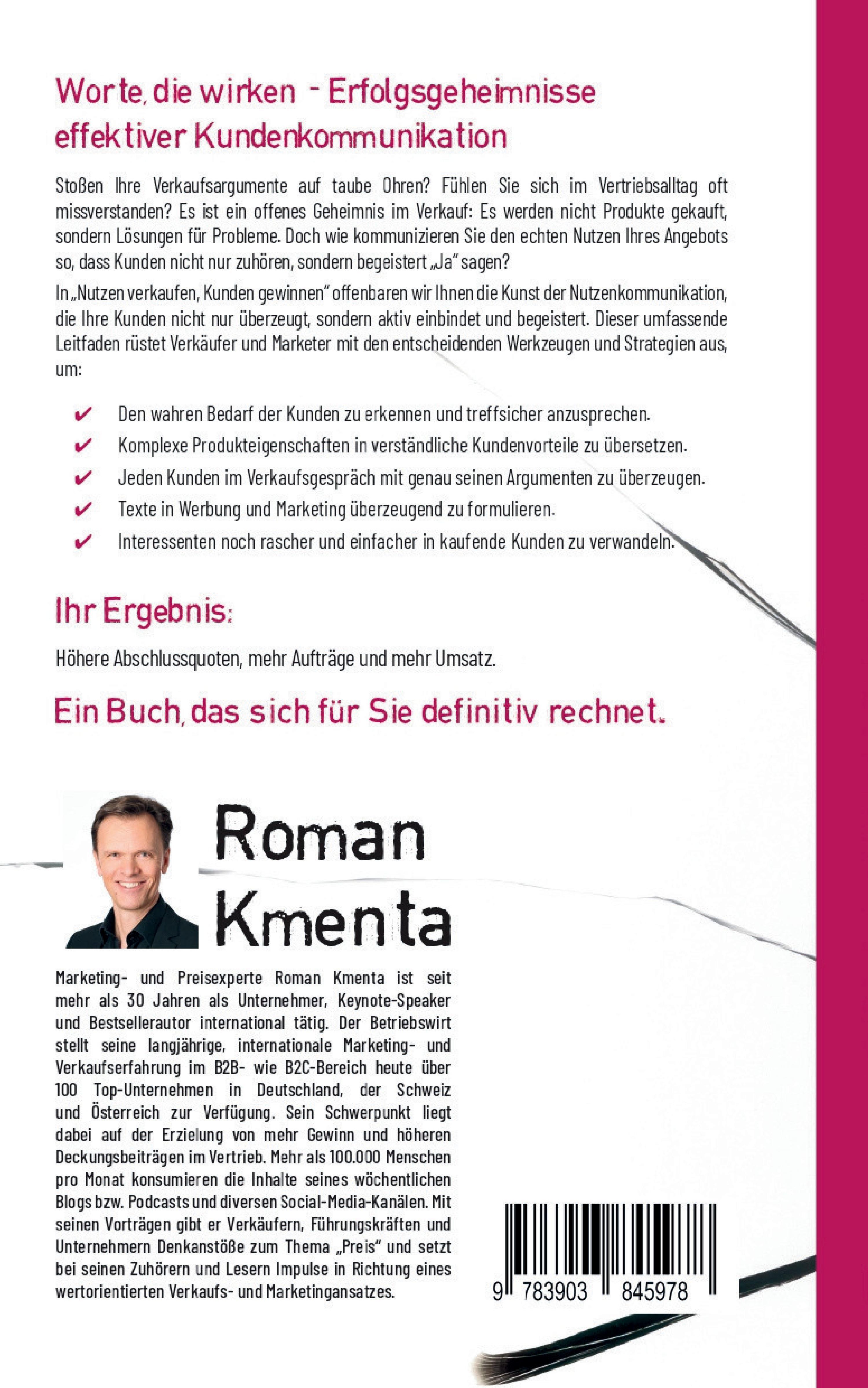 Rückseitencover Nutzen verkaufen, Kunden gewinnen