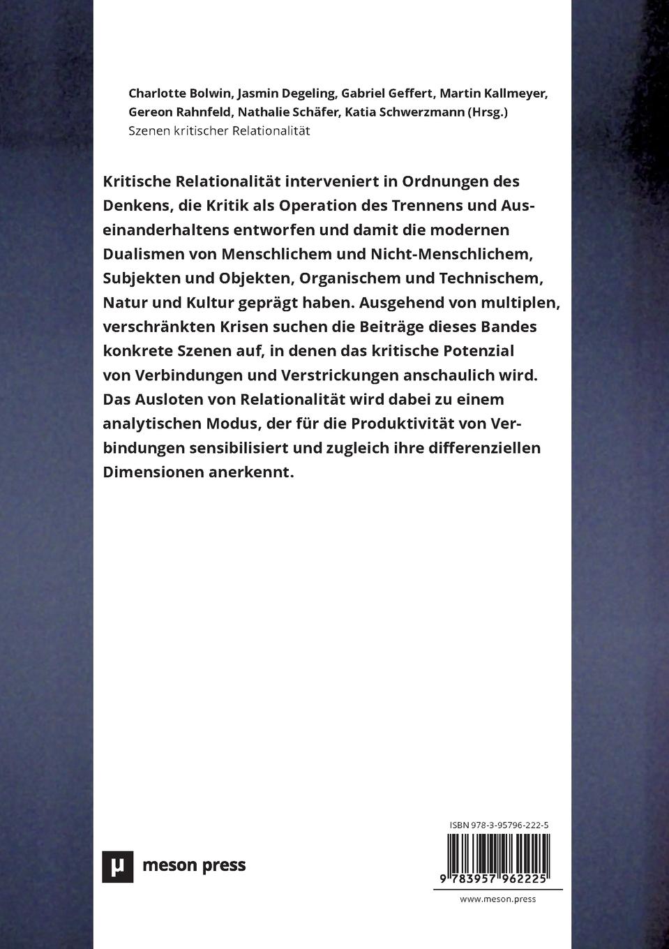 Rückseitencover Szenen kritischer Relationalität