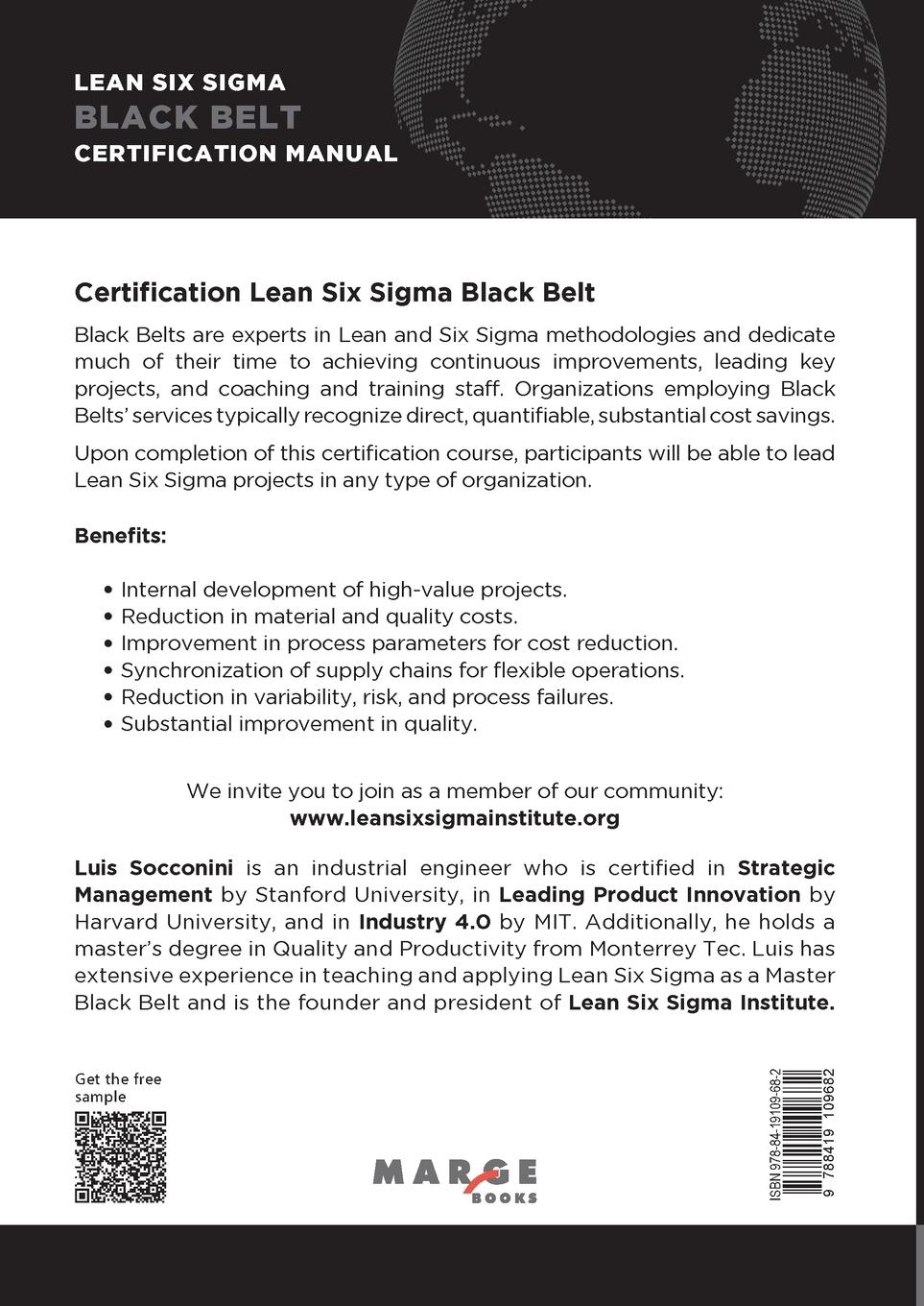 Rückseitencover Lean Six Sigma Black Belt. Certification manual