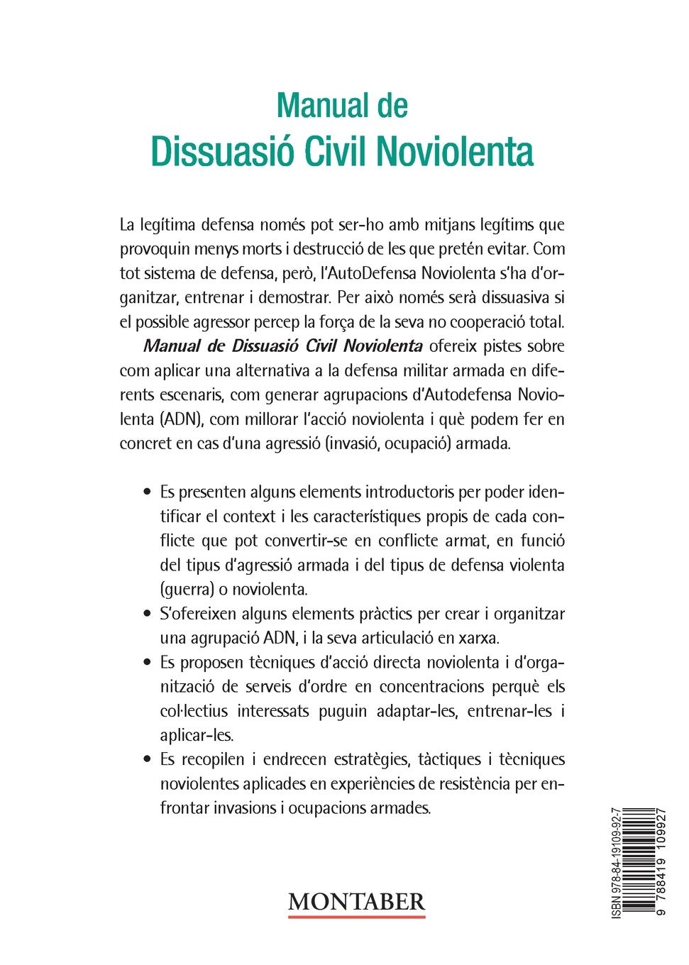 Rückseitencover Manual de Dissuasió Civil Noviolenta