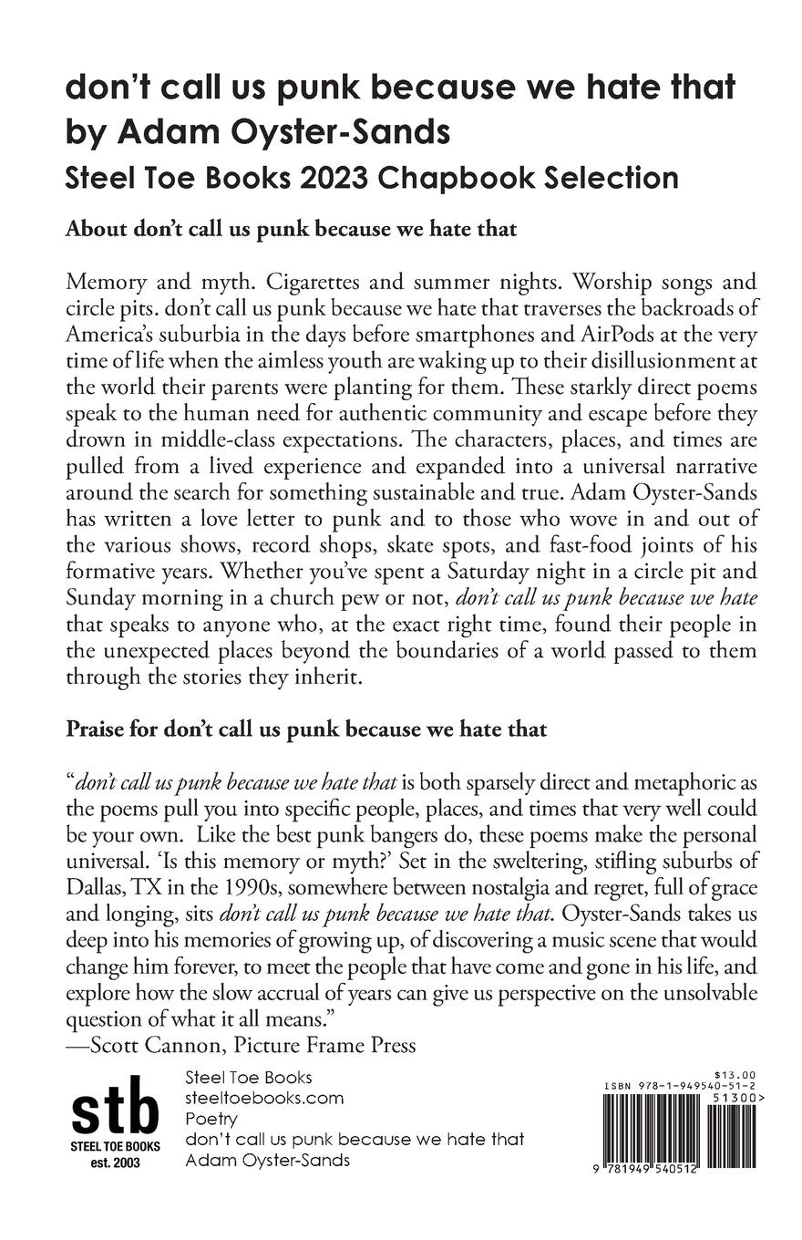 Rückseitencover don't call us punk because we hate that