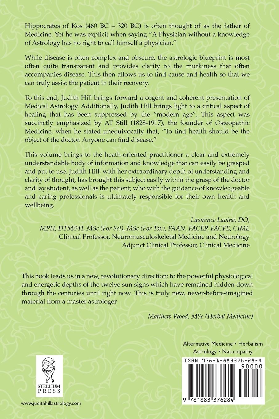 Rückseitencover The Twelve Zodiac Sign Syndromes of Medical Astrology