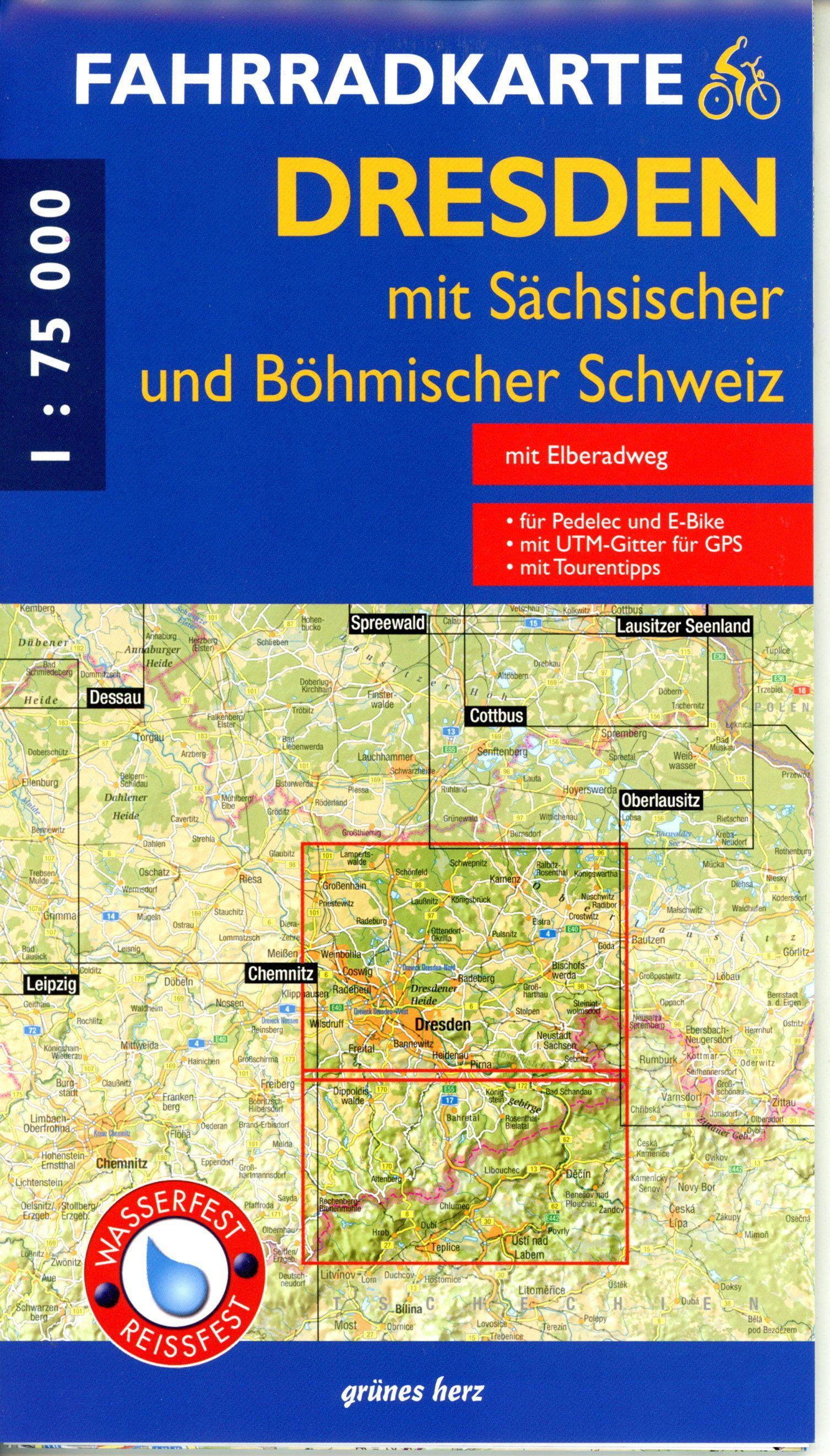 Vorderes Coverbild Fahrradkarte Dresden