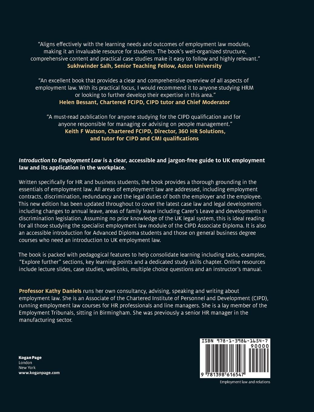 Rückseitencover Introduction to Employment Law