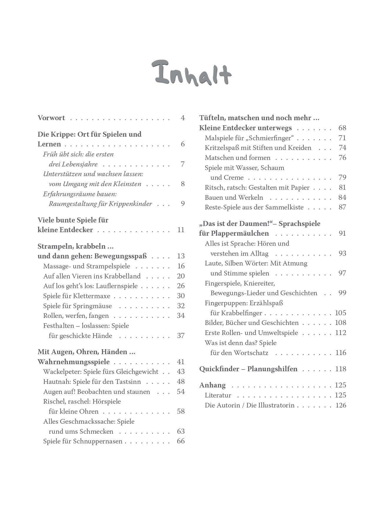 Beispielinhalt (Bild) Das Krippenkinder-Spielebuch