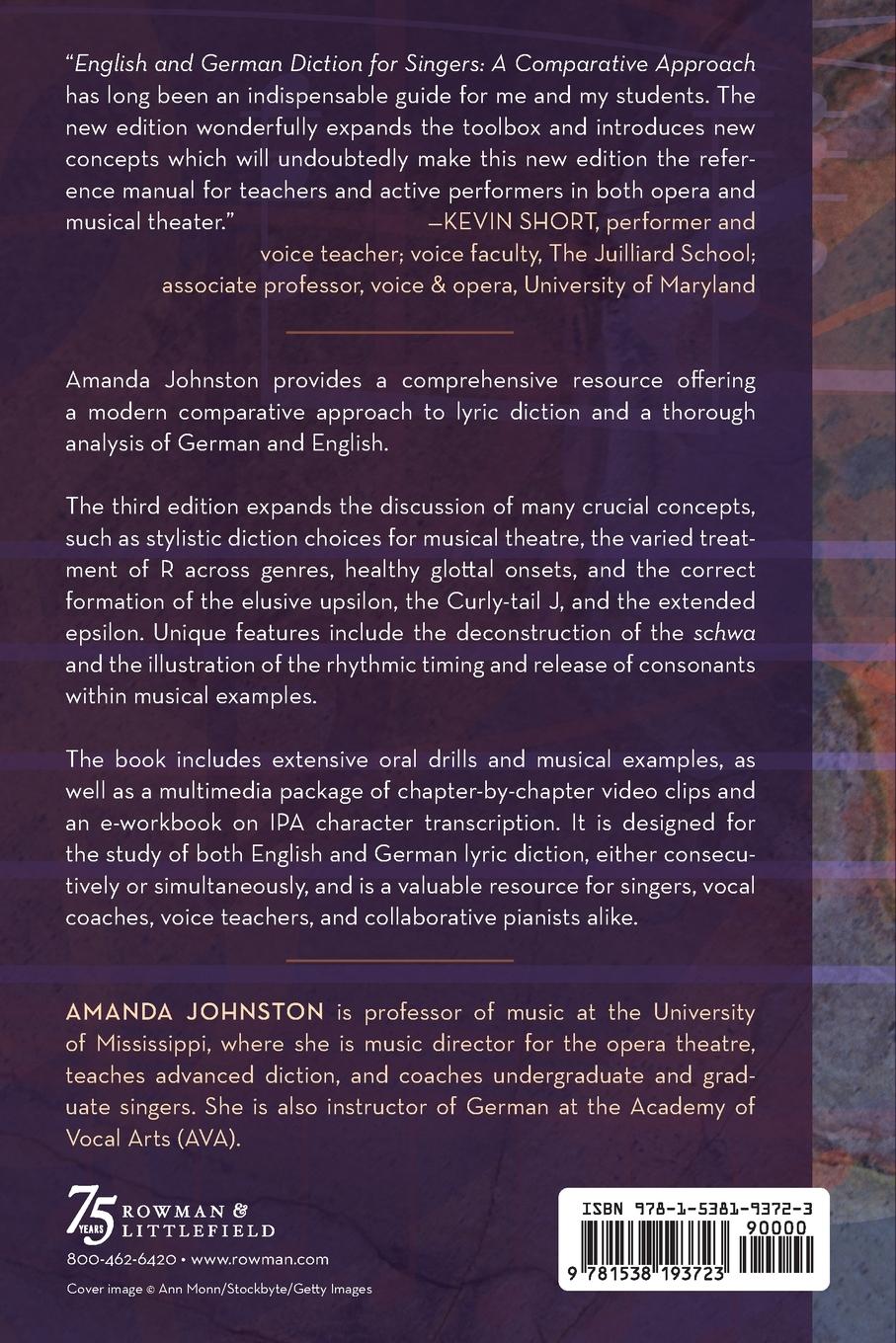 Rückseitencover English and German Diction for Singers