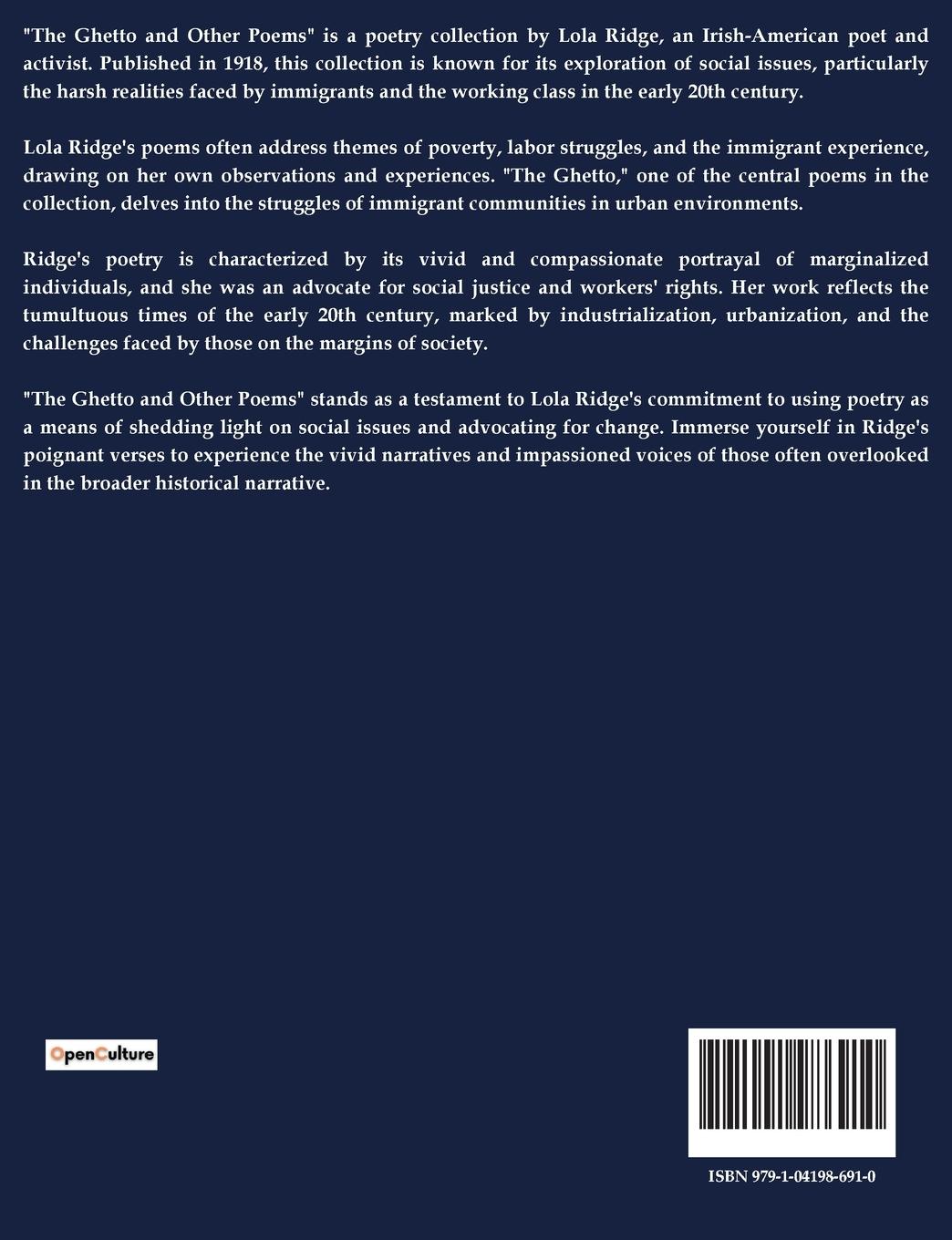 Rückseitencover The Ghetto and Other Poems