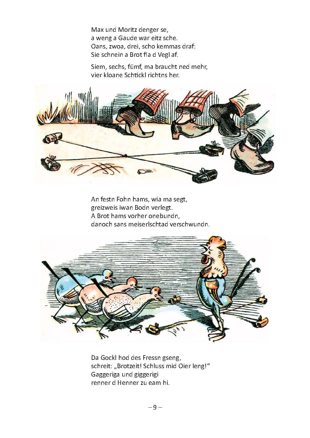 Beispielinhalt (Bild) Max und Moritz af Bairisch