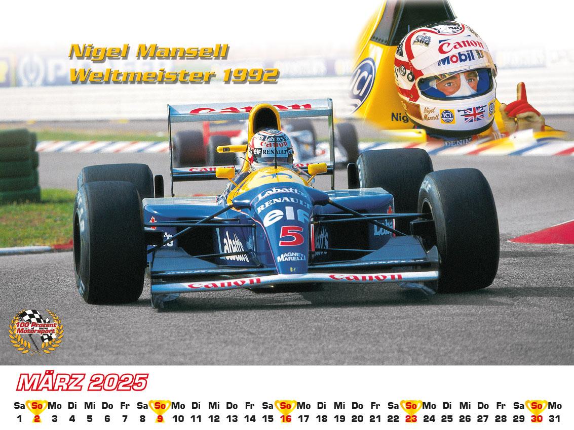 Beispielinhalt (Bild) Best of F1 Weltmeister der 90iger Kalender 2025