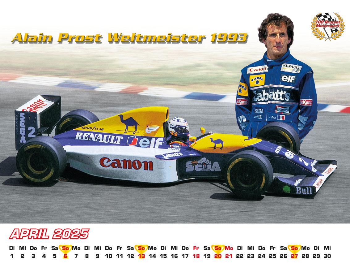 Beispielinhalt (Bild) Best of F1 Weltmeister der 90iger Kalender 2025