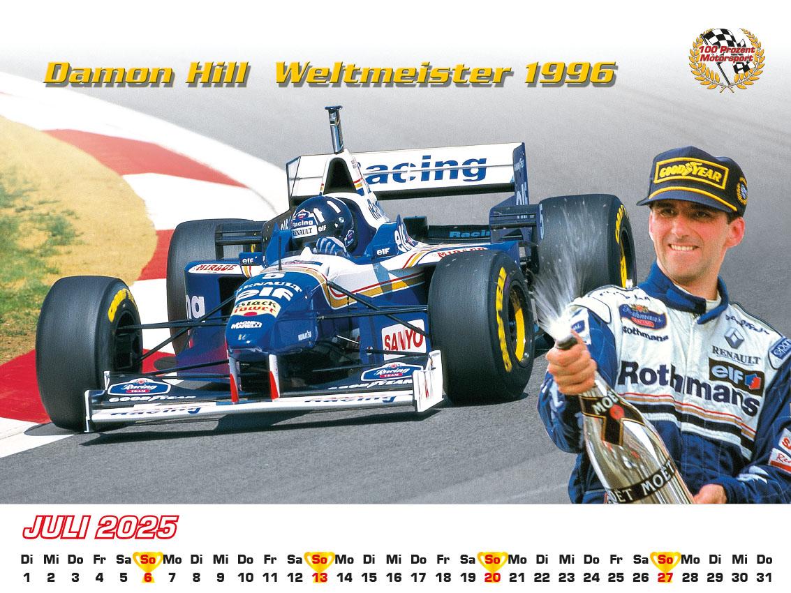 Beispielinhalt (Bild) Best of F1 Weltmeister der 90iger Kalender 2025