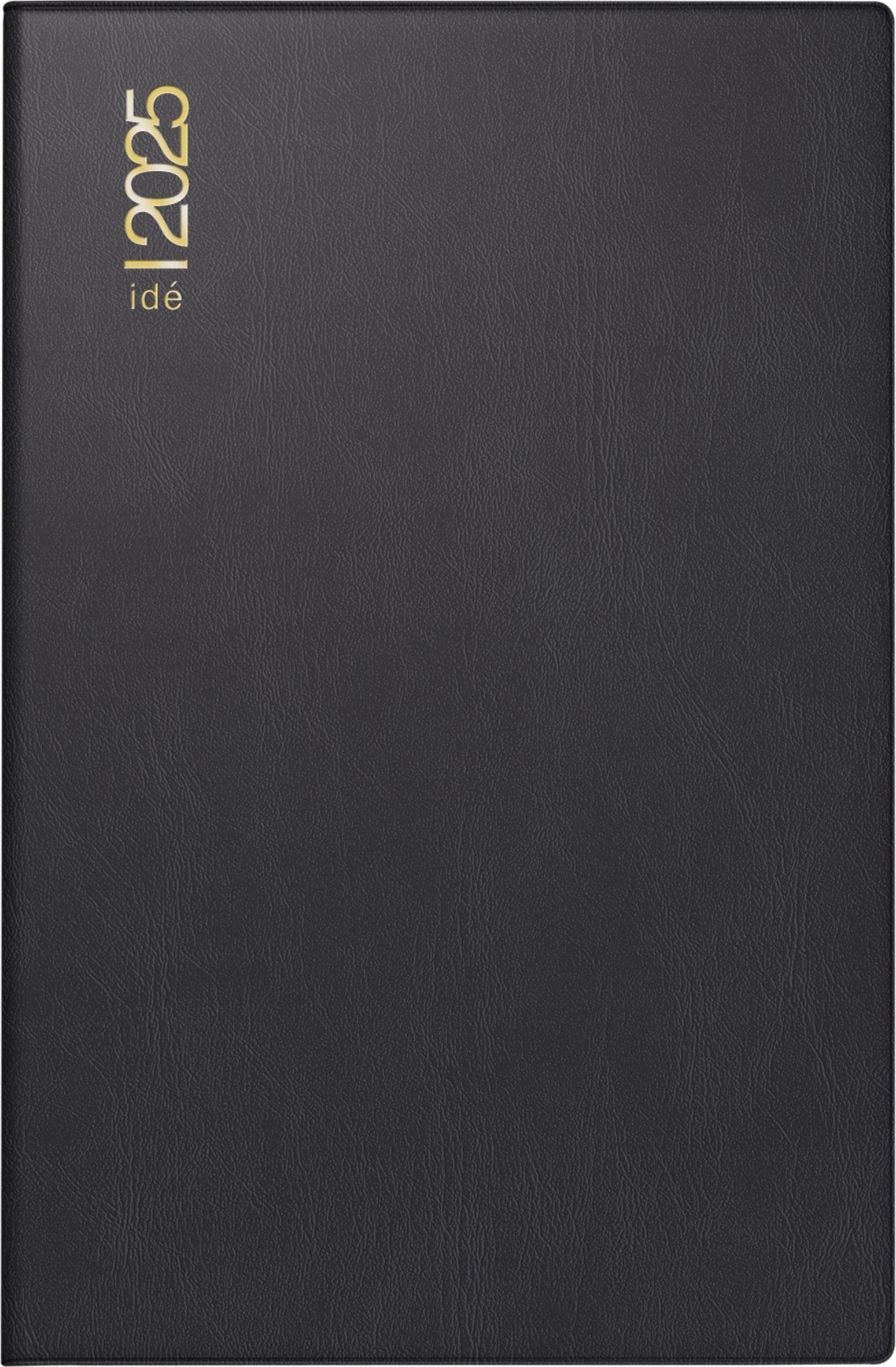 Vorderes Coverbild rido/idé 7011002905 Taschenkalender Modell partner/Industrie I (2025)| 2 Seiten = 1 Woche| A7| 224 Seiten| Kunststoff-Einband| schwarz