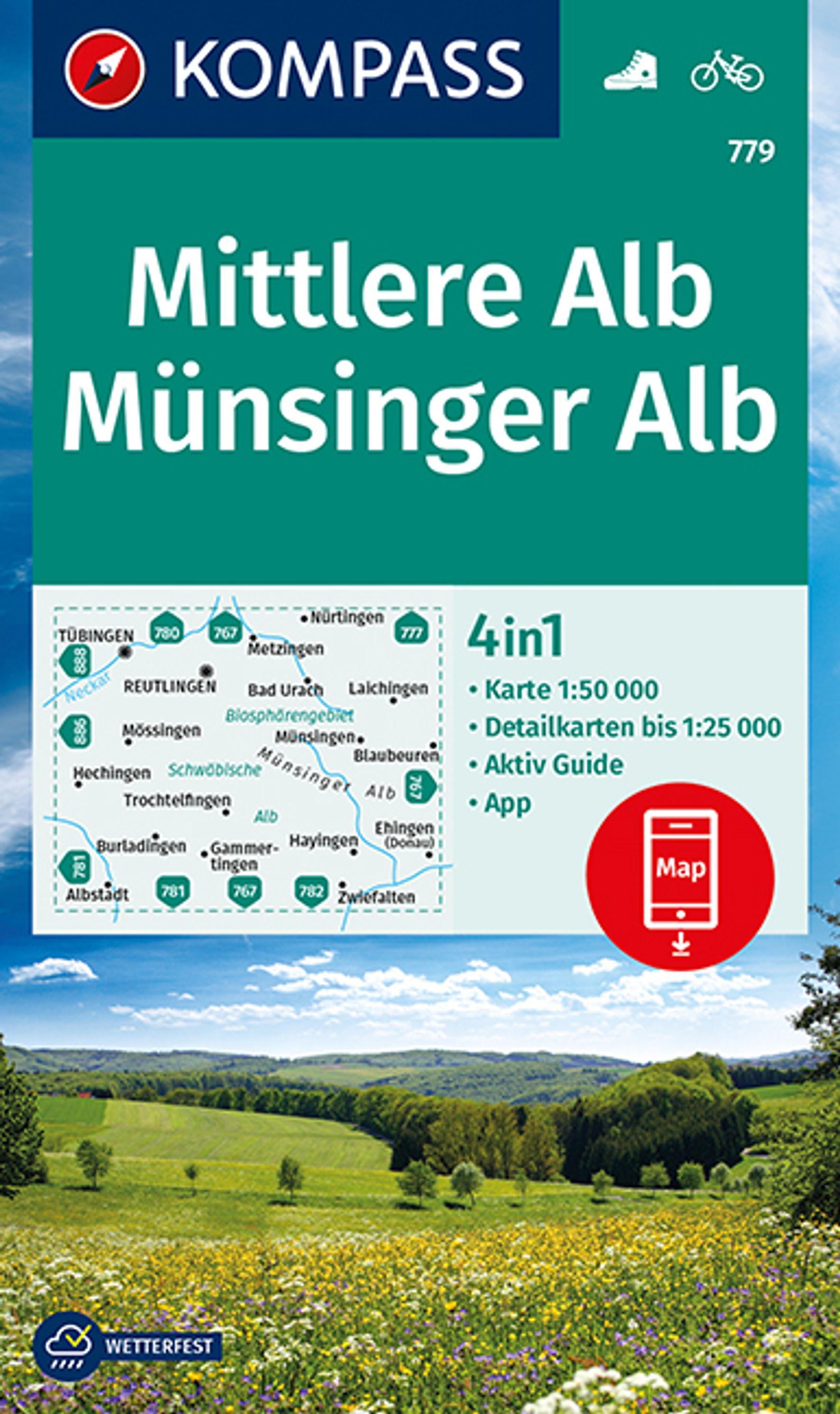 Vorderes Coverbild KOMPASS Wanderkarte 779 Mittlere Alb, Münsinger Alb 1:50.000