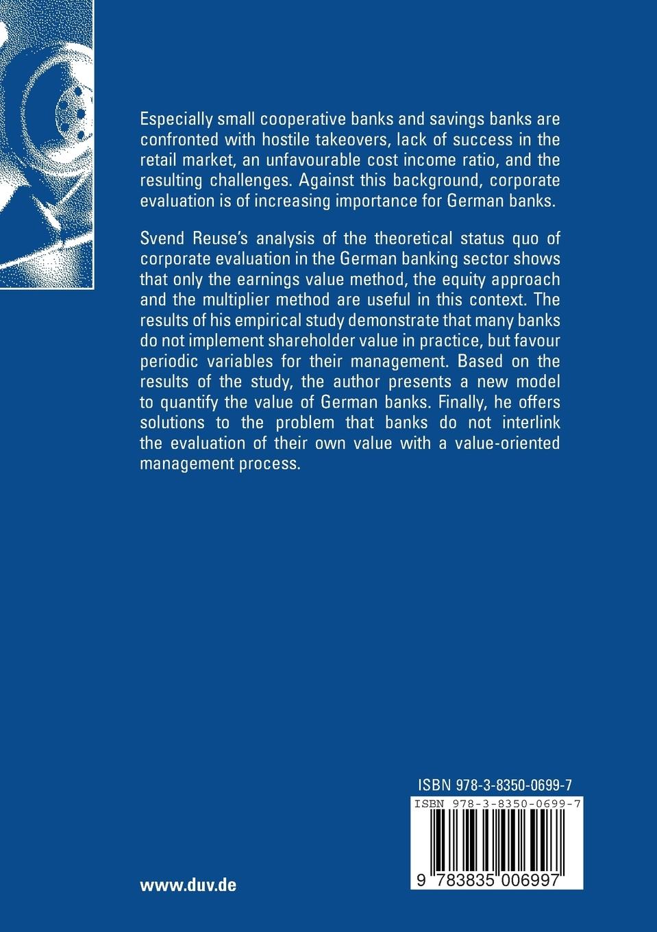Rückseitencover Corporate Evaluation in the German Banking Sector