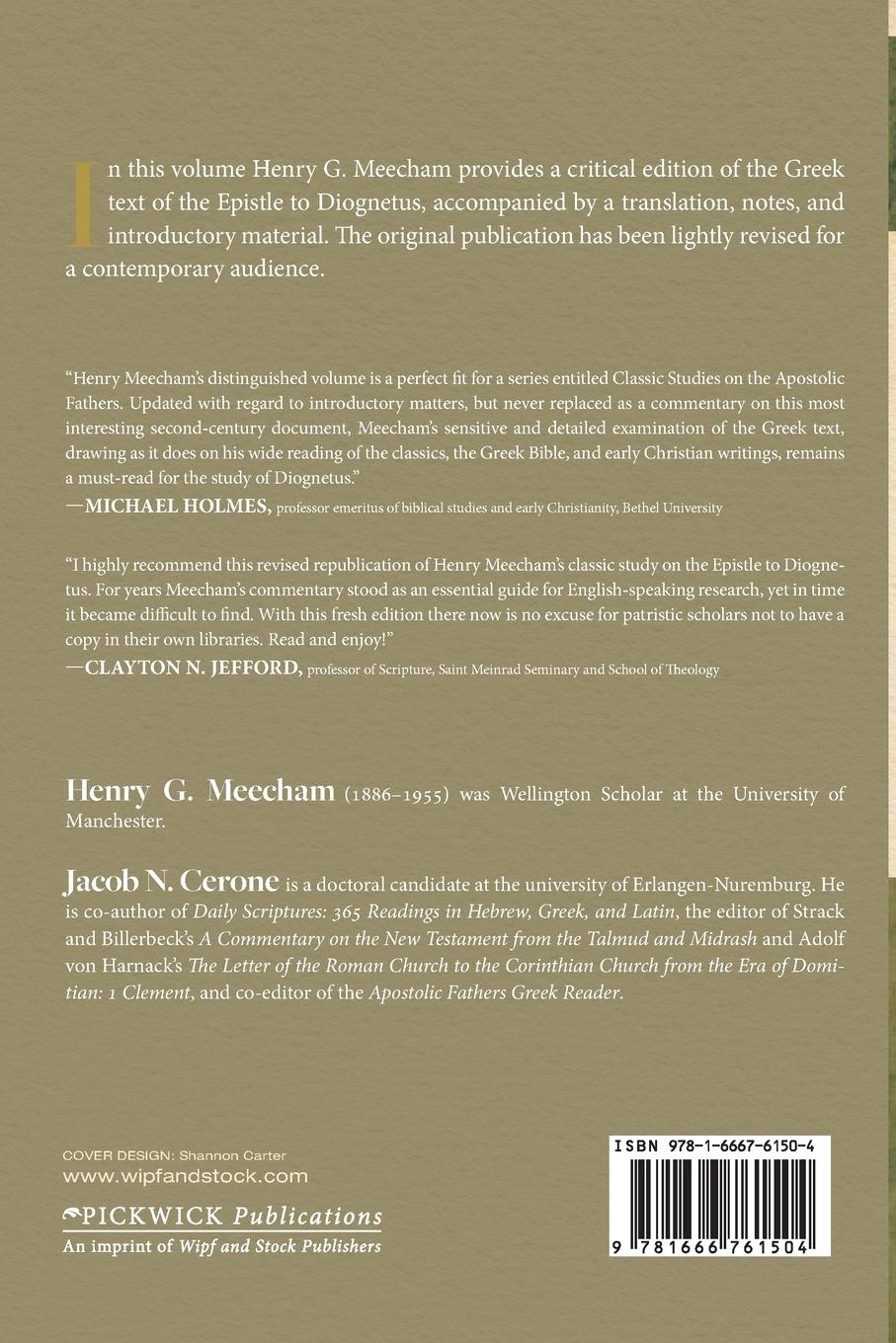 Rückseitencover The Epistle to Diognetus