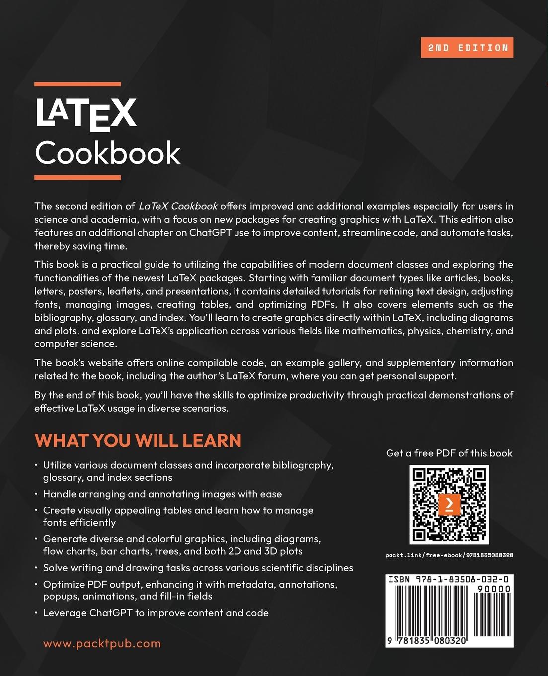 Rückseitencover LaTeX Cookbook - Second Edition