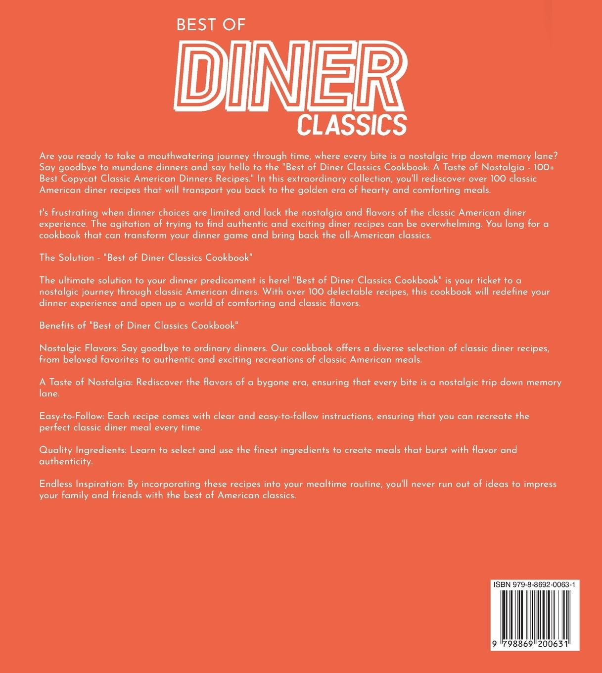 Rückseitencover Best of Diner Classics Cookbook