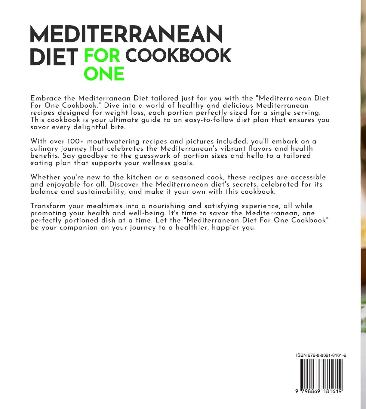 Rückseitencover Mediterranean Diet For One Cookbook
