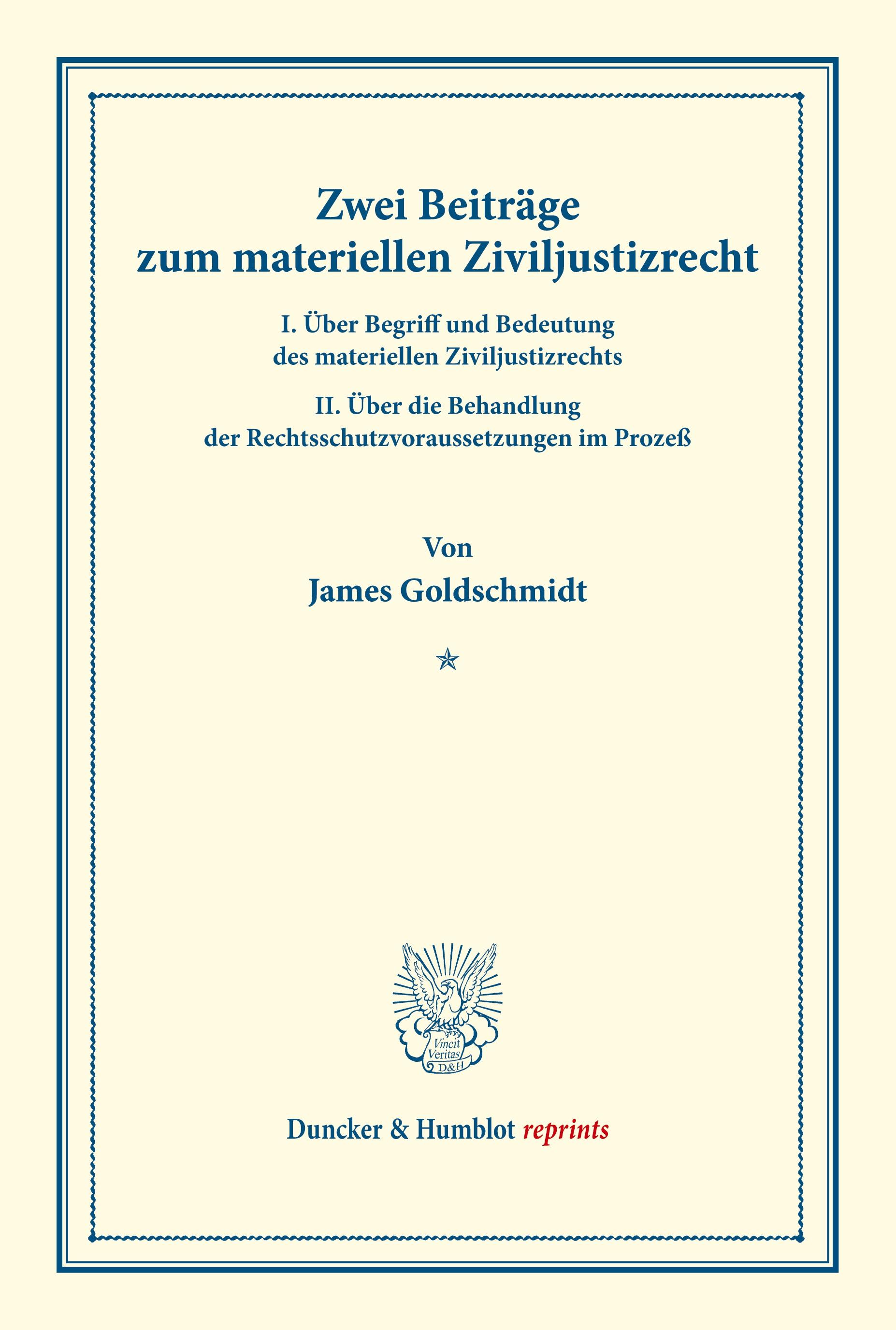 Vorderes Coverbild Zwei Beiträge zum materiellen Ziviljustizrecht.