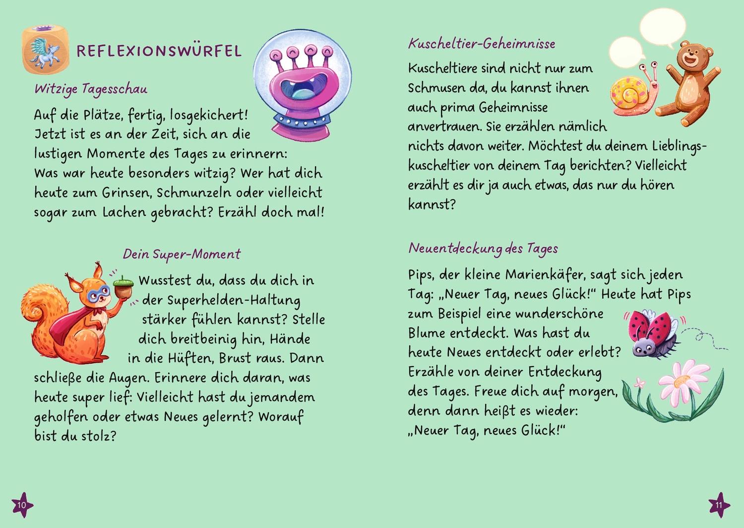 Beispielinhalt (Bild) FamilyFlow. Unsere Familien-Würfel zum Gute-Nacht-Sagen