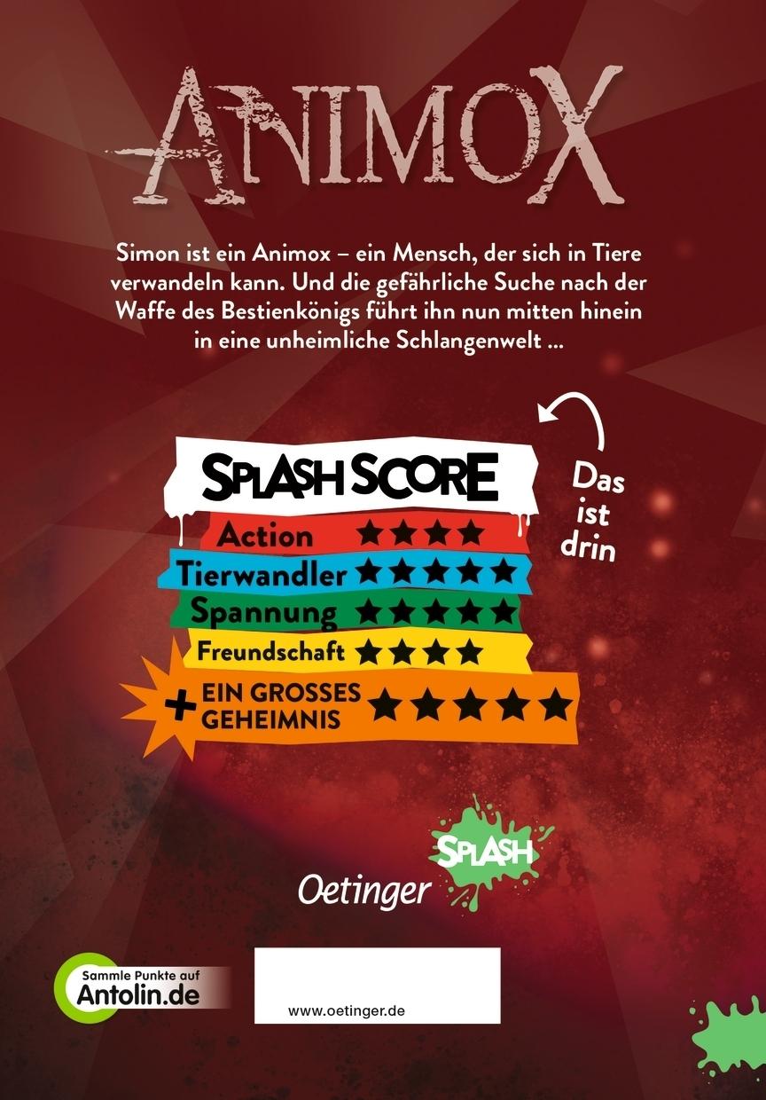 Rückseitencover Animox als Comic-Roman 2. Das Auge der Schlange