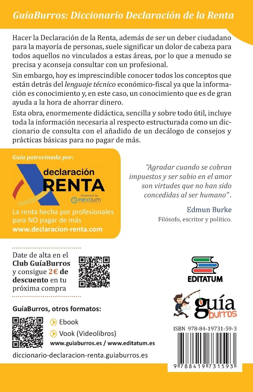Rückseitencover GuíaBurros: Diccionario Declaración de la Renta