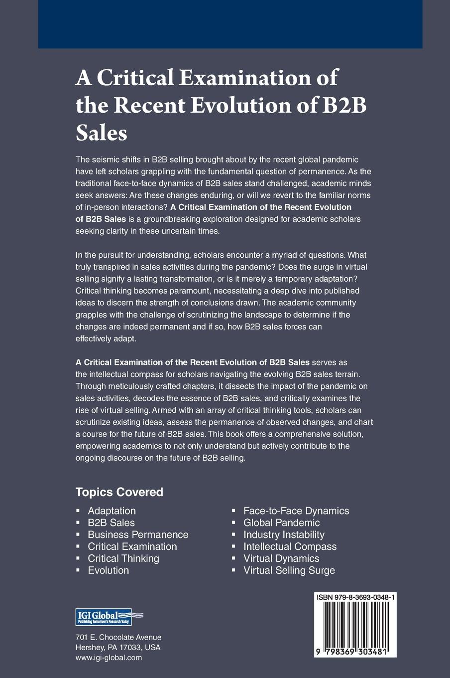 Rückseitencover A Critical Examination of the Recent Evolution of B2B Sales