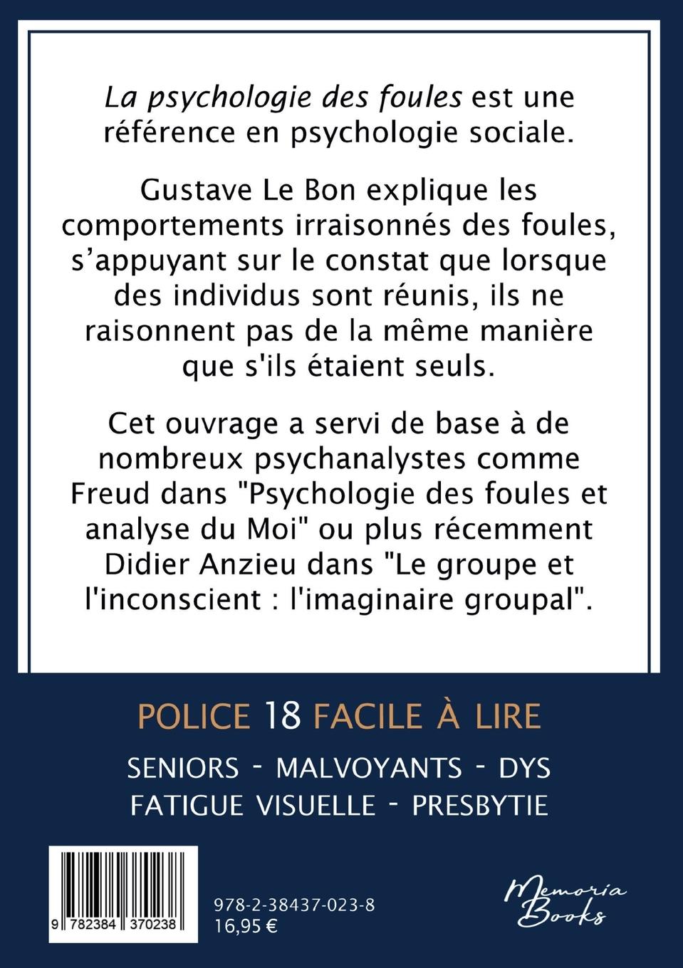 Rückseitencover Psychologie des foules en grands caractères