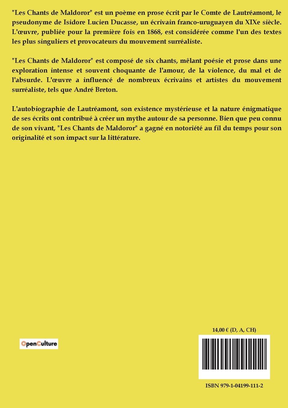 Rückseitencover Les Chants de Maldoror