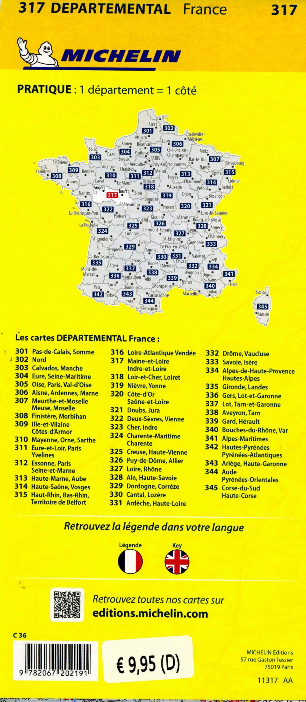 Beispielinhalt (Bild) Indre-et-Loire Maine-et-Loire - Michelin Local Map 317