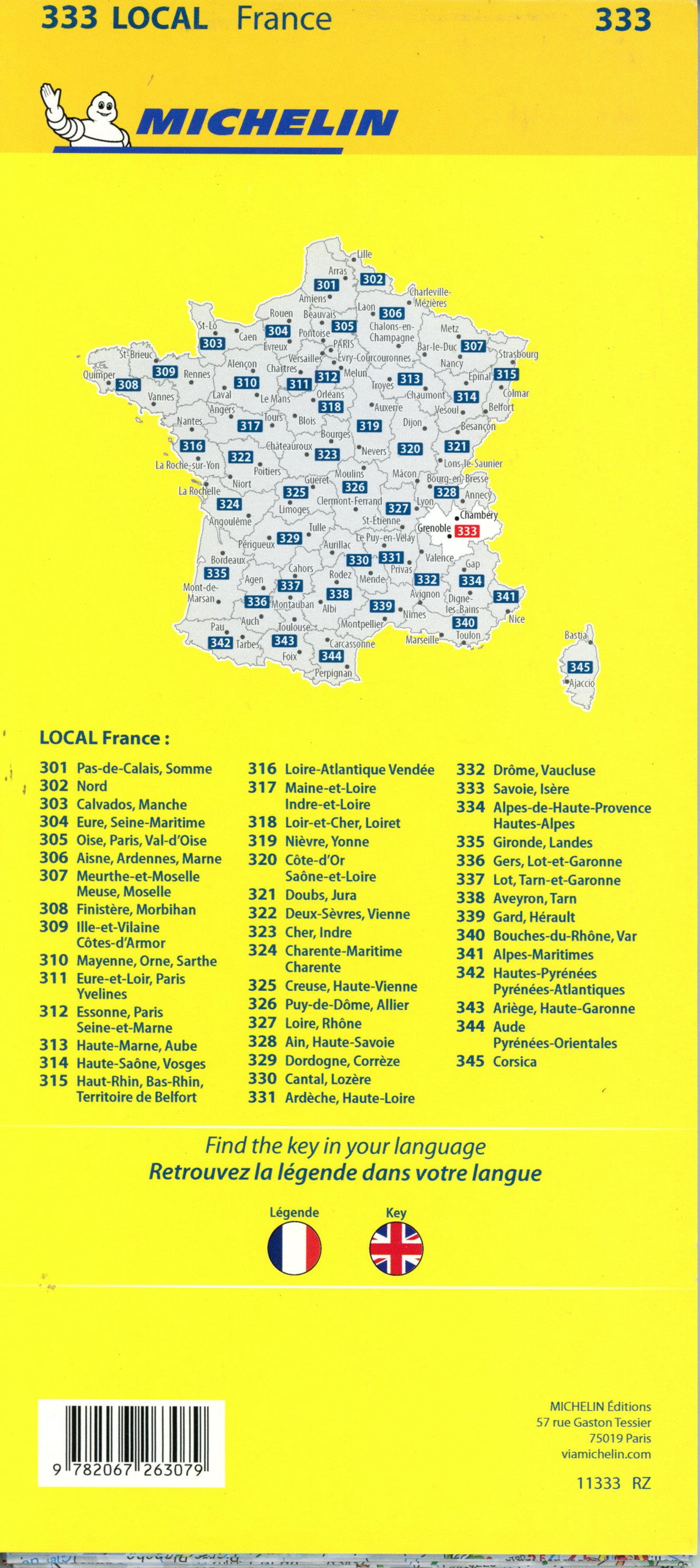 Beispielinhalt (Bild) Isere Savoie - Michelin Local Map 333