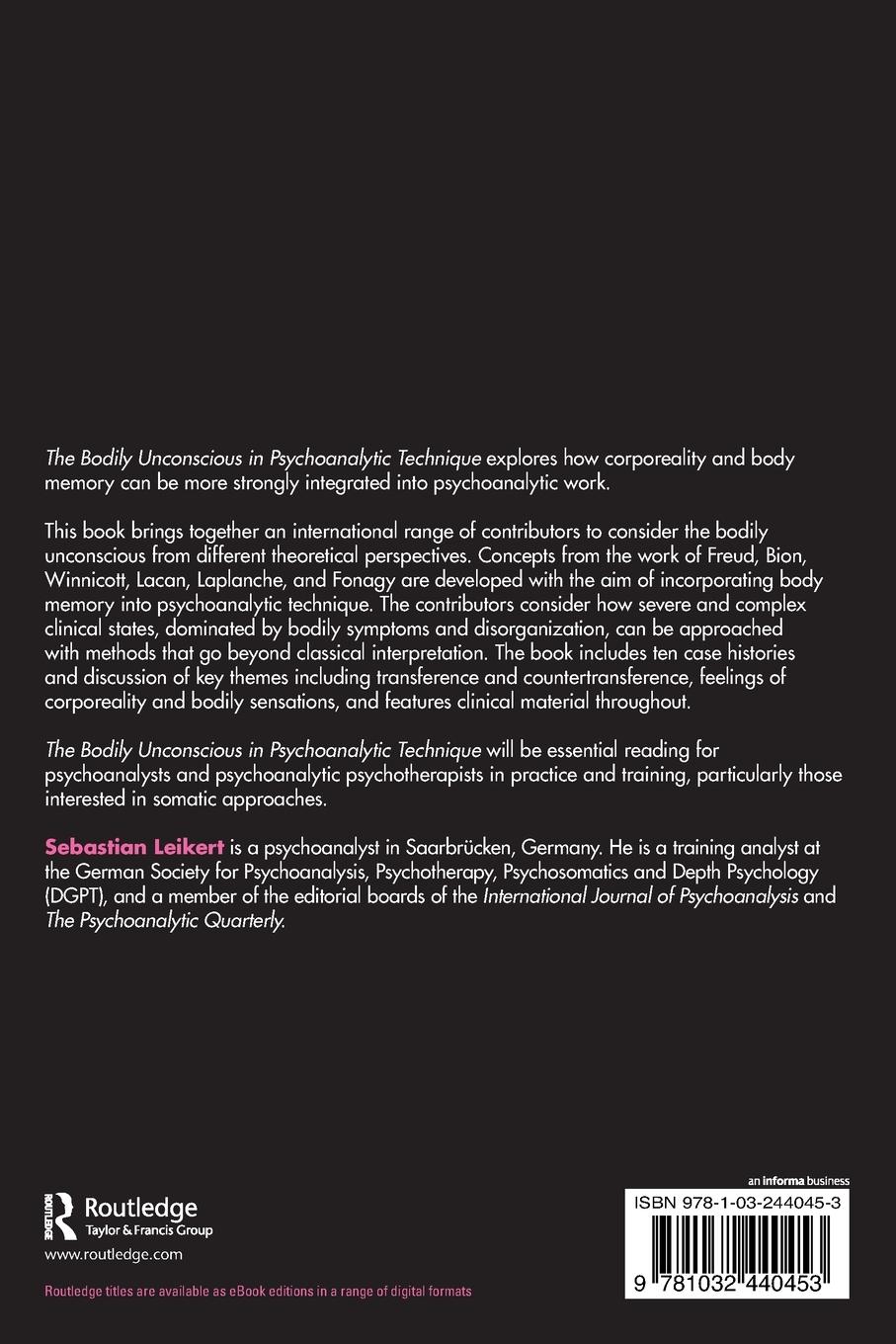 Rückseitencover The Bodily Unconscious in Psychoanalytic Technique