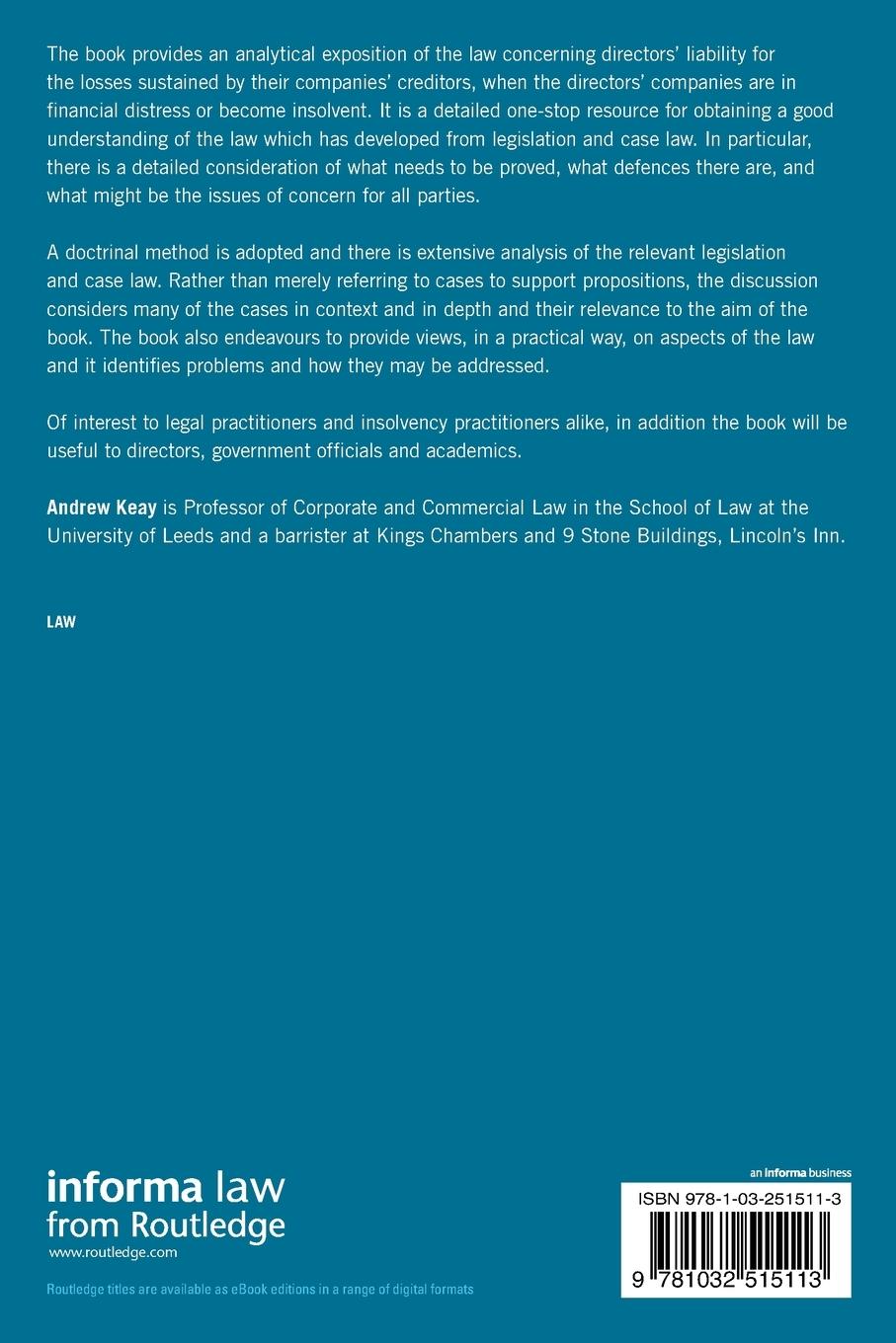 Rückseitencover Company Directors' Liability and Creditor Protection