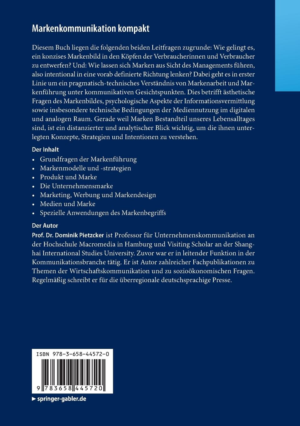 Rückseitencover Markenkommunikation kompakt