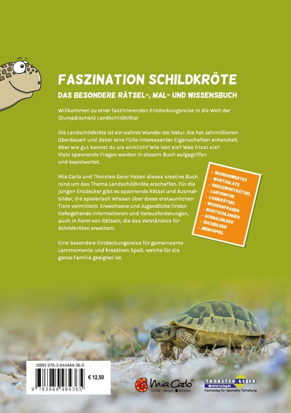 Rückseitencover Faszination Schildkröte - das besondere Rätsel-, Mal- und Wissensbuch