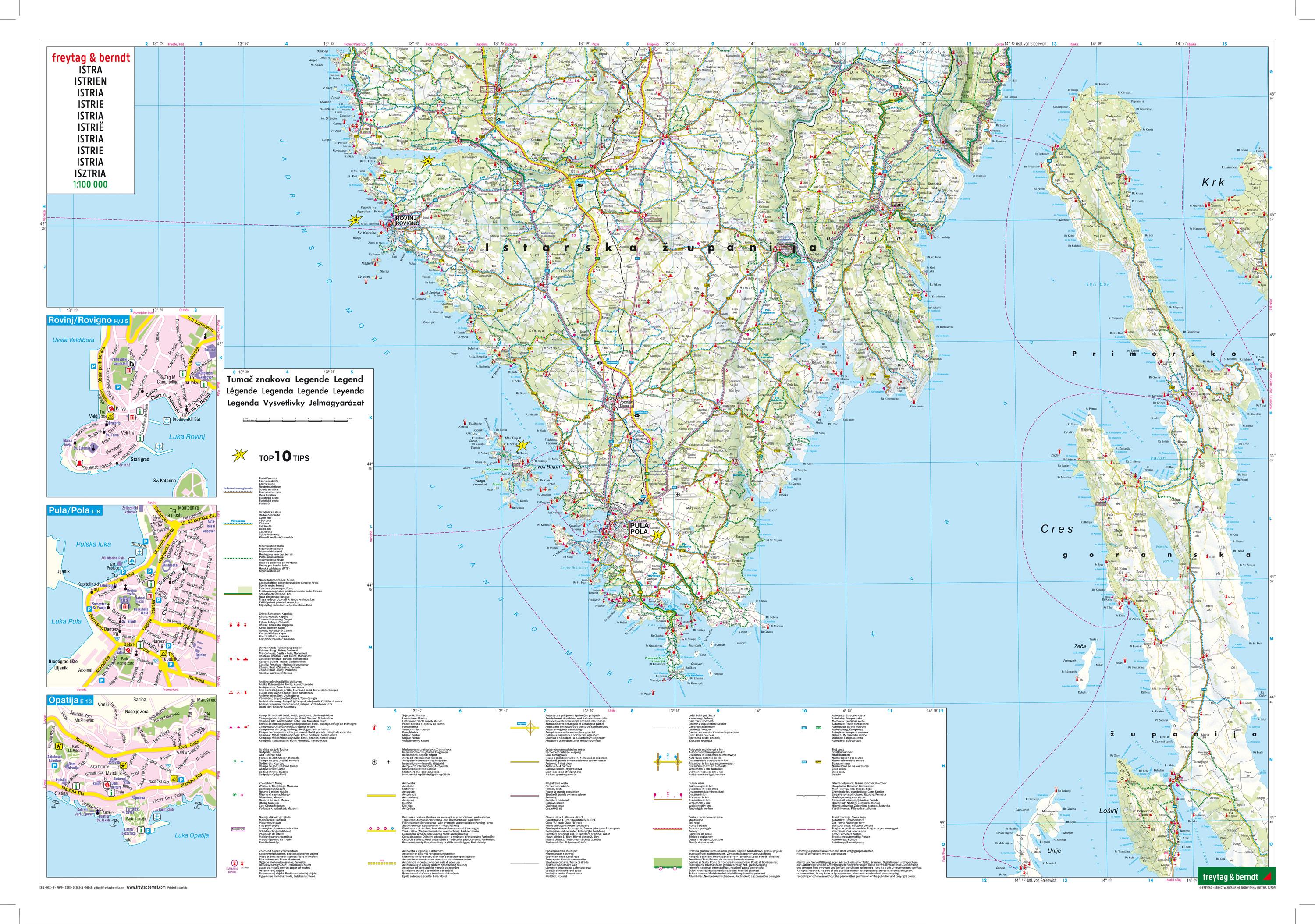 Beispielinhalt (Bild) Istrien, Straßen- und Freizeitkarte 1:100.000, freytag & berndt