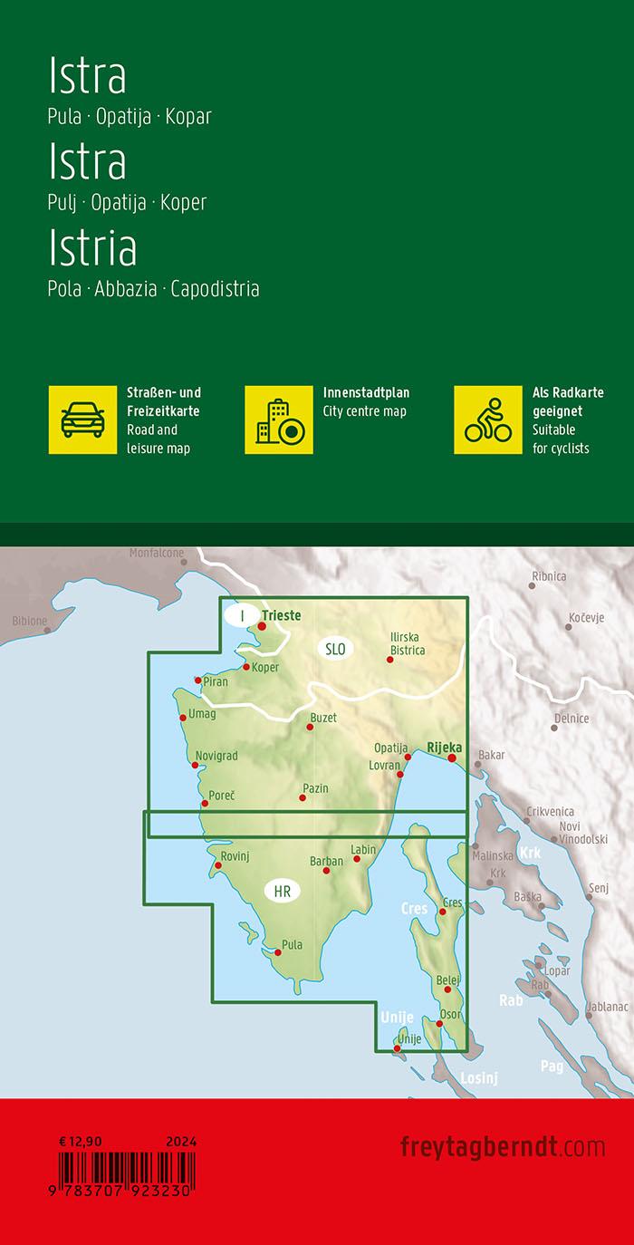 Rückseitencover Istrien, Straßen- und Freizeitkarte 1:100.000, freytag & berndt