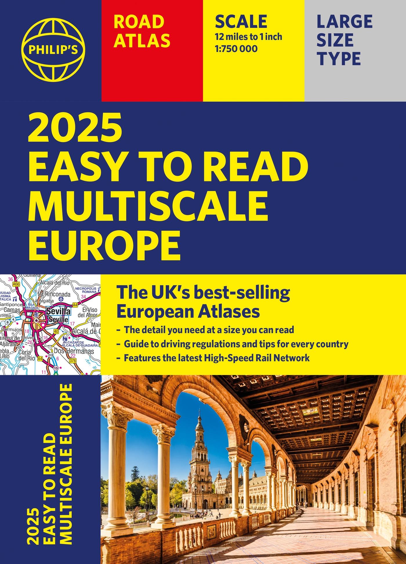 Vorderes Coverbild 2025 Philip's Easy to Read Multiscale Road Atlas of Europe