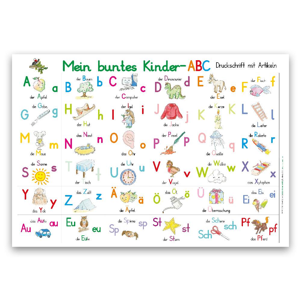 Vorderes Coverbild Mein buntes Kinder-ABC in Druckschrift mit Artikeln