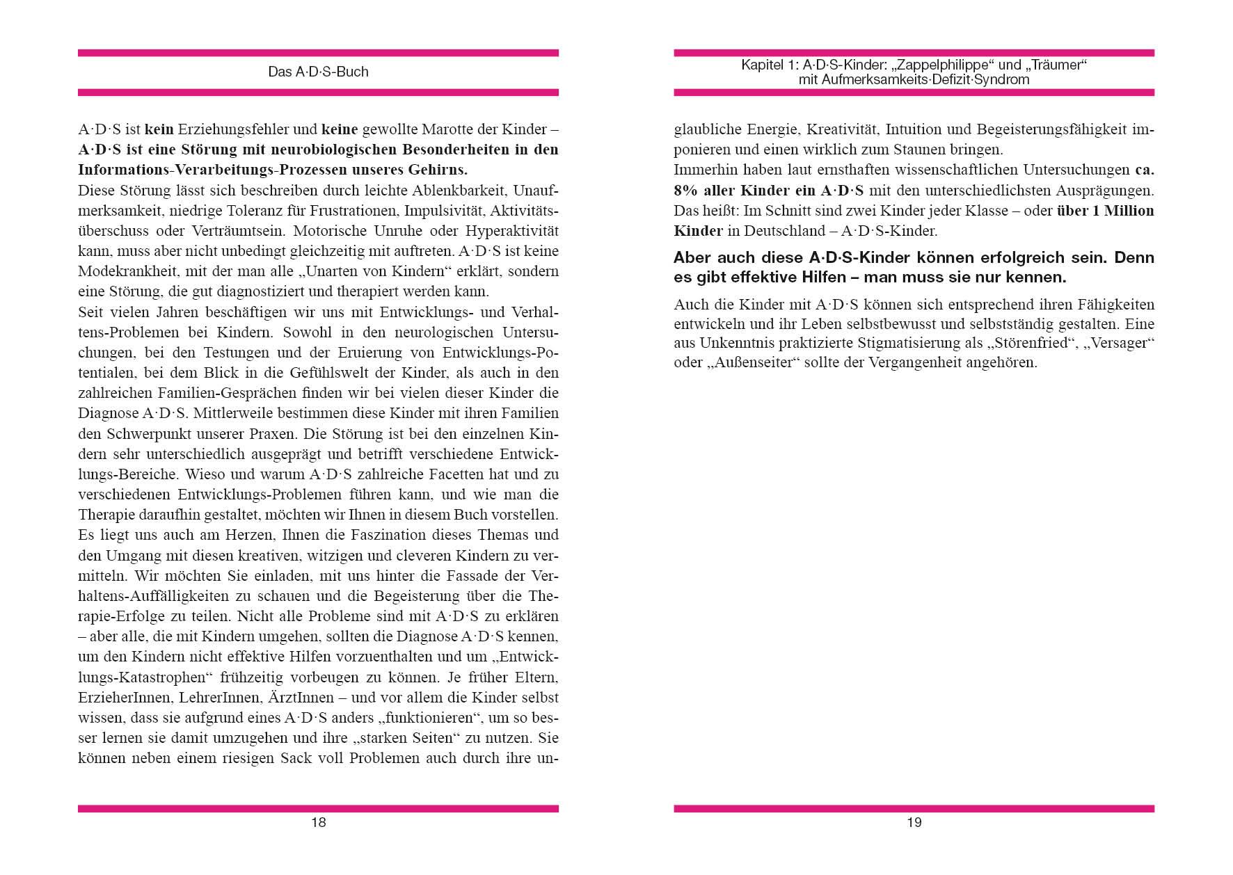 Beispielinhalt (Bild) Das A. D. S.-Buch. Aufmerksamkeits-Defizit-Syndrom