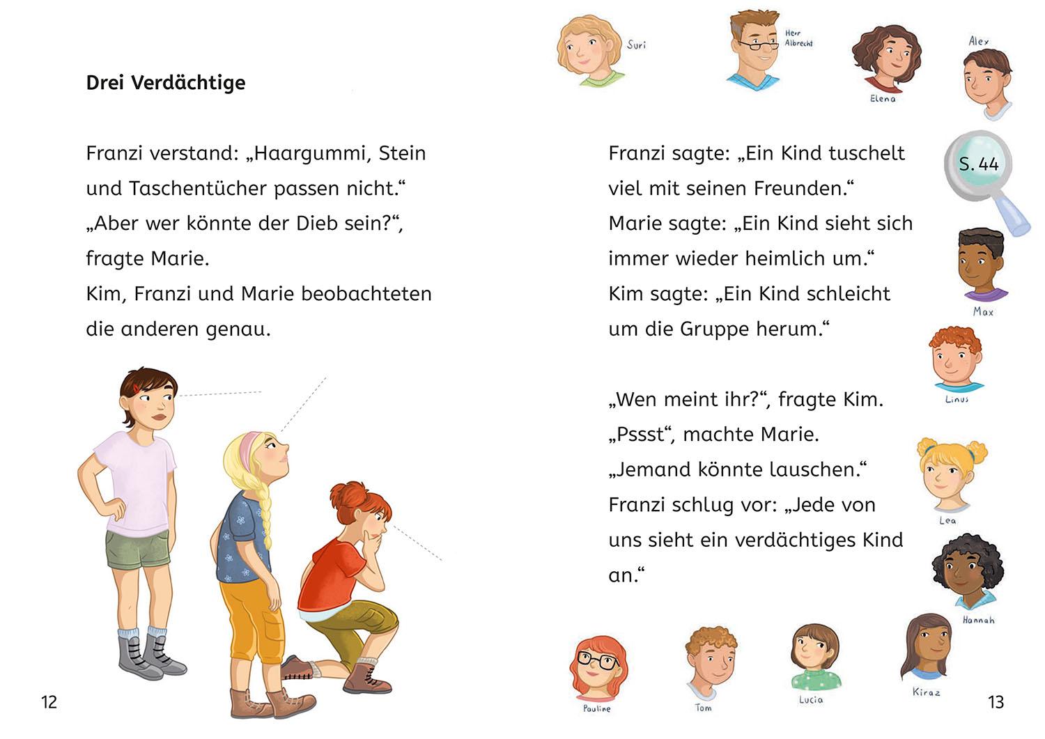 Beispielinhalt (Bild) Die drei !!!, Bücherhelden 2. Klasse, Diebe in Sicht
