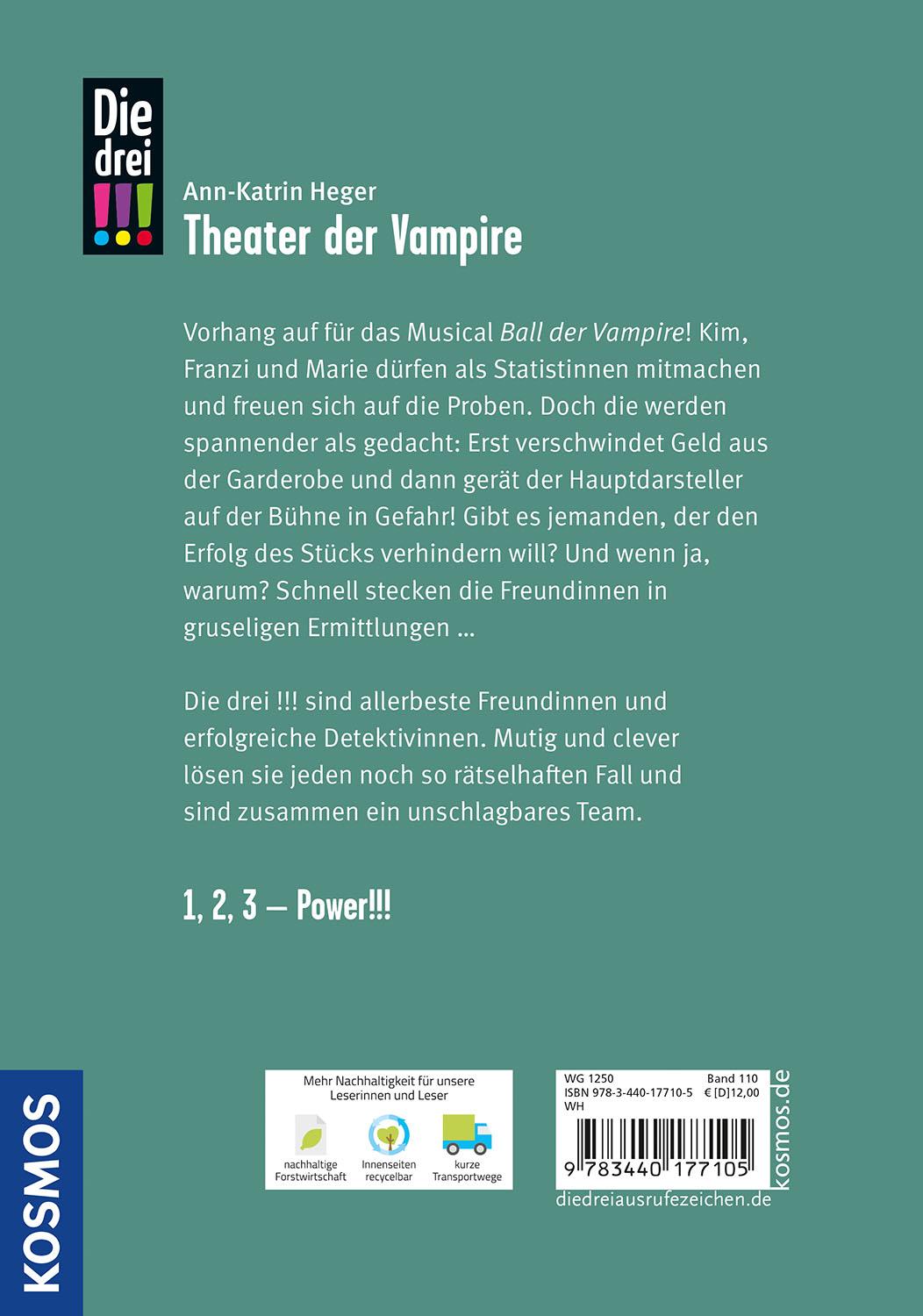 Rückseitencover Die drei !!!, 110, Theater der Vampire