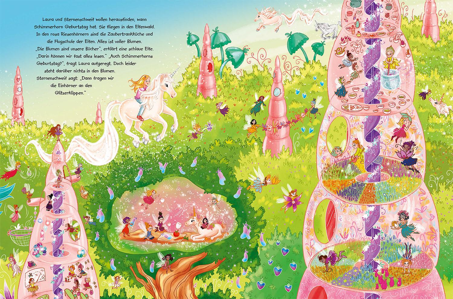 Beispielinhalt (Bild) Sternenschweif, Wimmelbuch, Abenteuer im Einhornland
