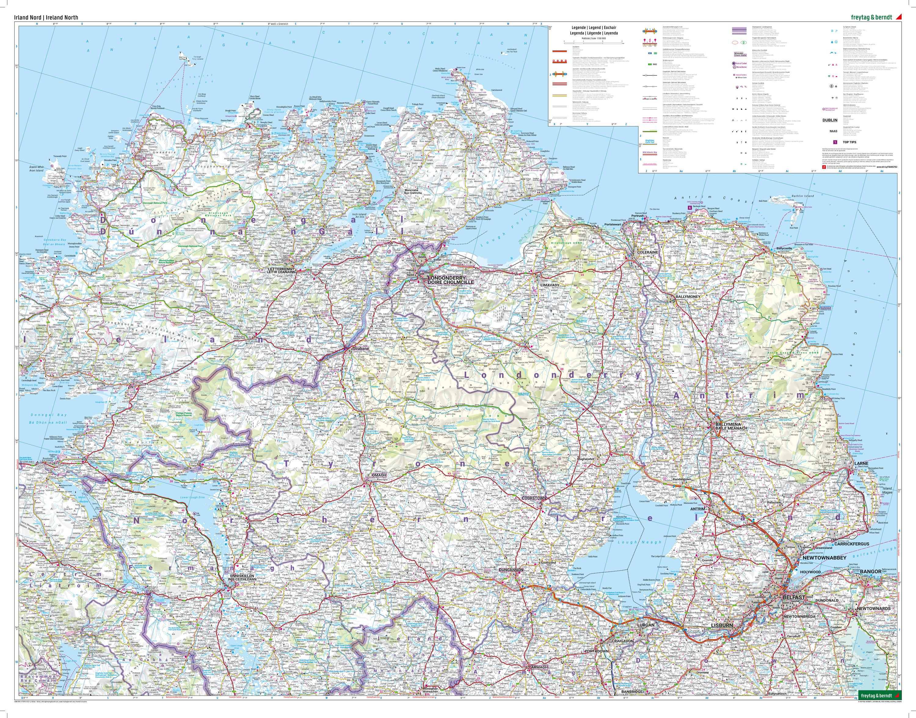 Beispielinhalt (Bild) Irland, Straßen- und Freizeitkarten-Set 1:150.000, freytag & berndt