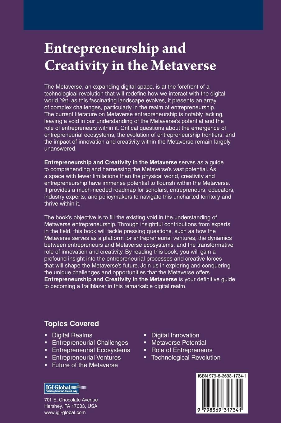 Rückseitencover Entrepreneurship and Creativity in the Metaverse