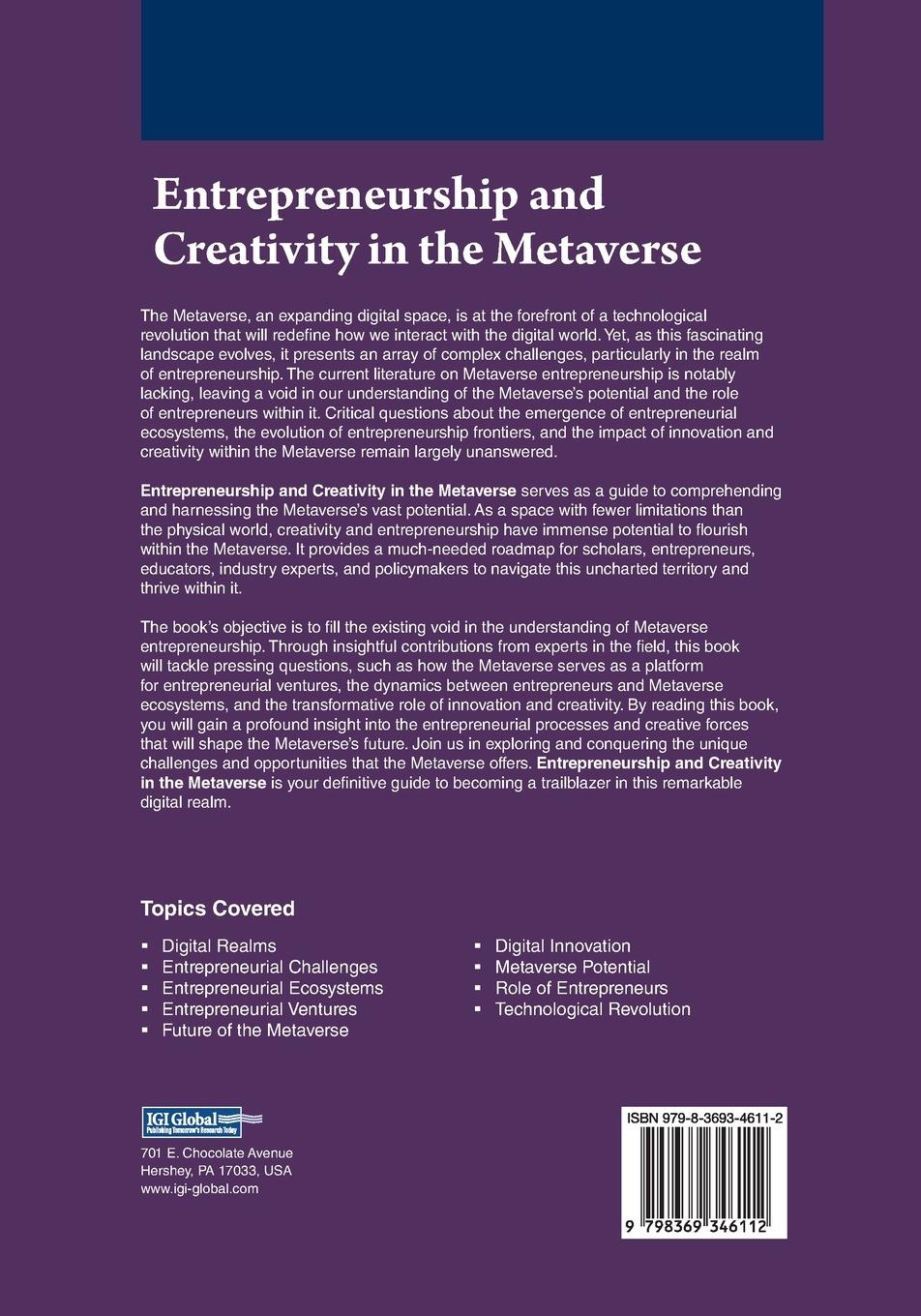Rückseitencover Entrepreneurship and Creativity in the Metaverse