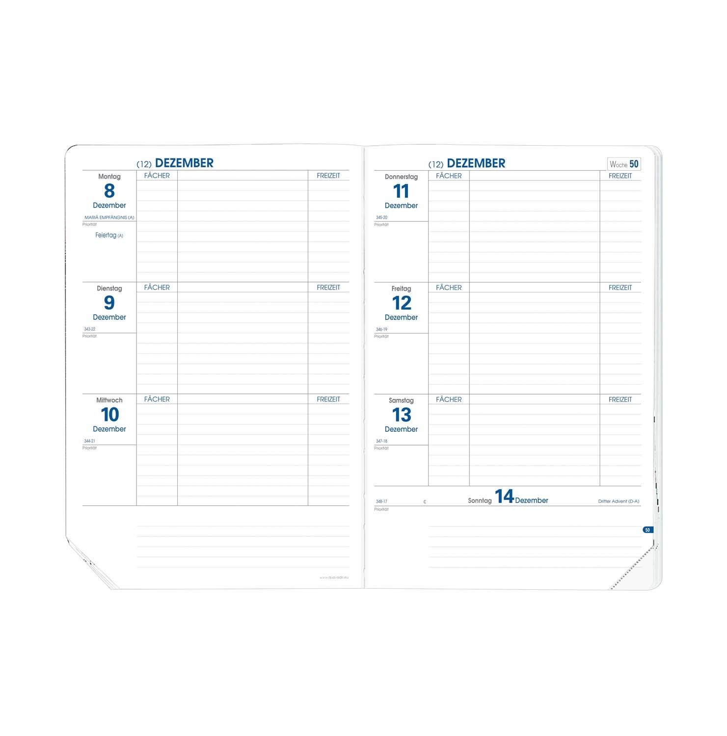 Beispielinhalt (Bild) Taschenkalender Texthebdo Club schwarz 2024/2025