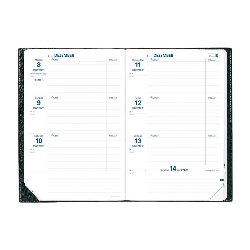 Beispielinhalt (Bild) Taschenkalender Texthebdo Club schwarz 2024/2025