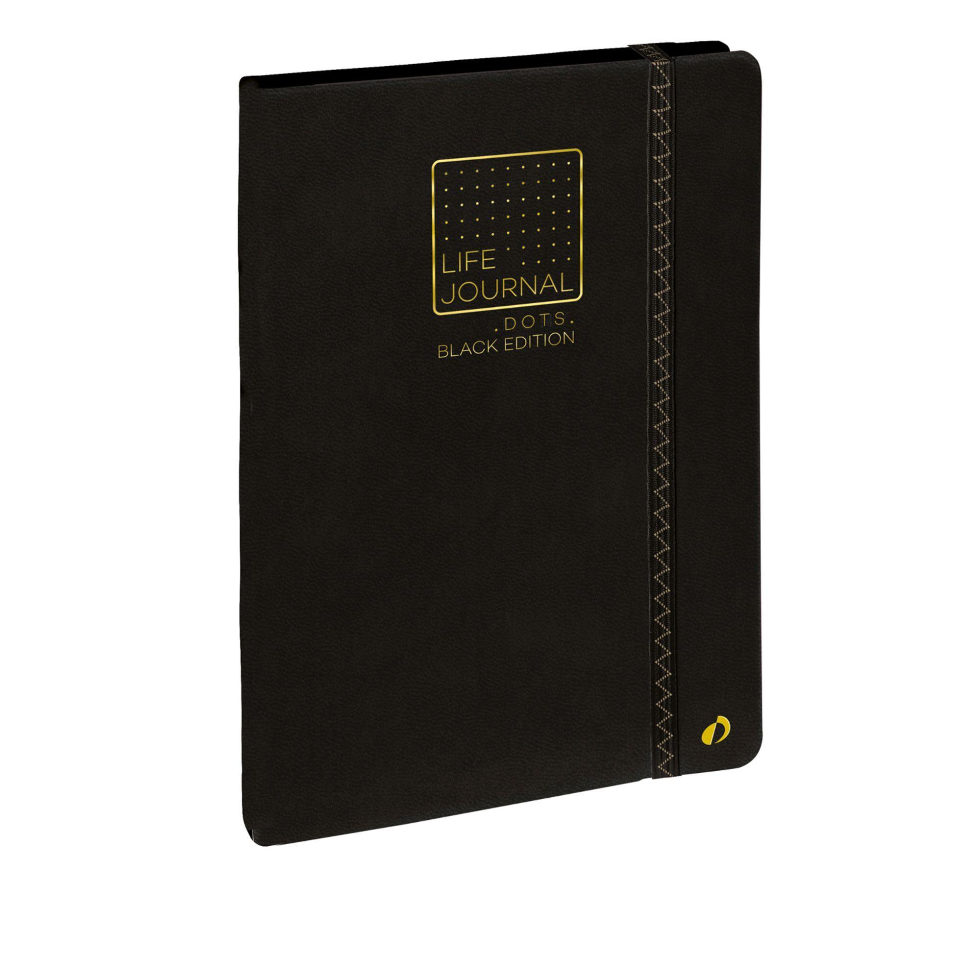 Vorderes Coverbild Life Journal 21 Dot Black. Papier schwarz