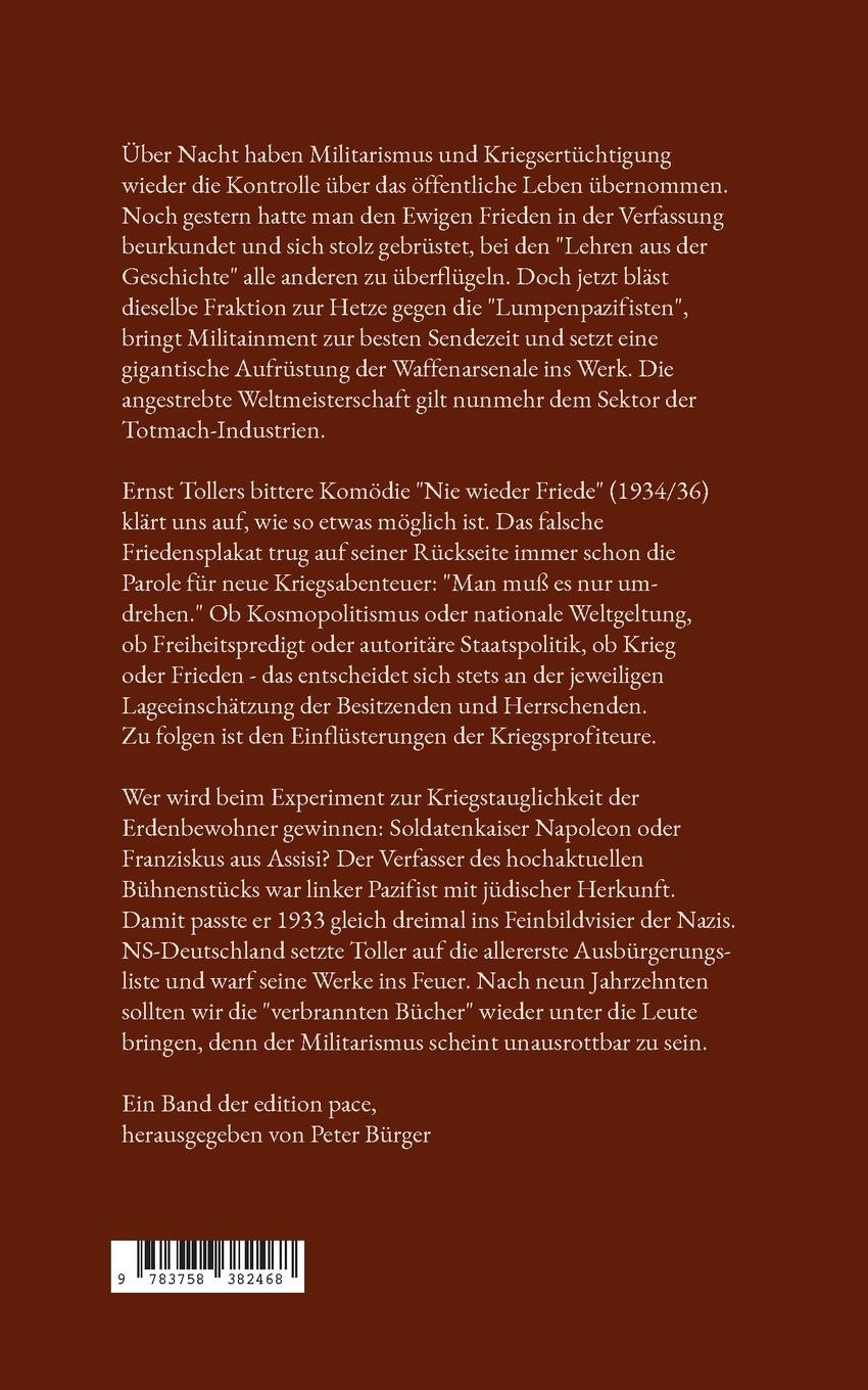 Rückseitencover Nie wieder Friede